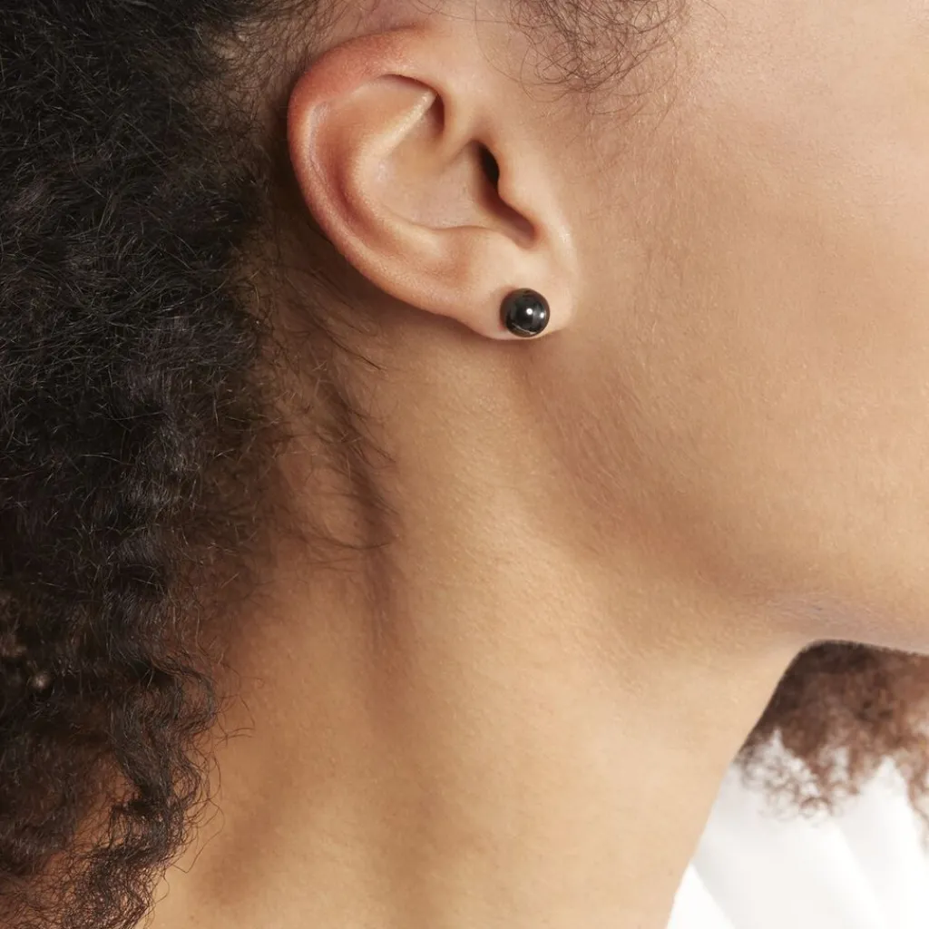 Histoire d'Or Boucles D'oreilles Puces Orbe Argent Blanc Céramique argent blanc céramique noire Sale