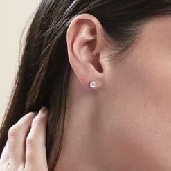 Histoire d'Or Boucles D'oreilles Puces Or Blanc Katherina Oxyde De Zirconium or blanc oxyde New