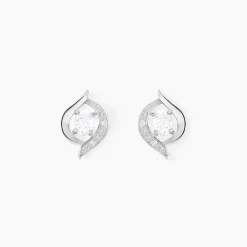 Histoire d'Or Boucles D'oreilles Puces Or Blanc Lydia Oxydes De Zirconium or blanc oxyde Discount