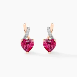 Histoire d'Or Boucles D'oreilles Puces Or Rose Clothilde Rhodolite or rose rhodolite rouge Outlet