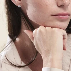 Histoire d'Or Boucles D'oreilles Puces Or Blanc Katherina Oxyde De Zirconium or blanc oxyde Hot