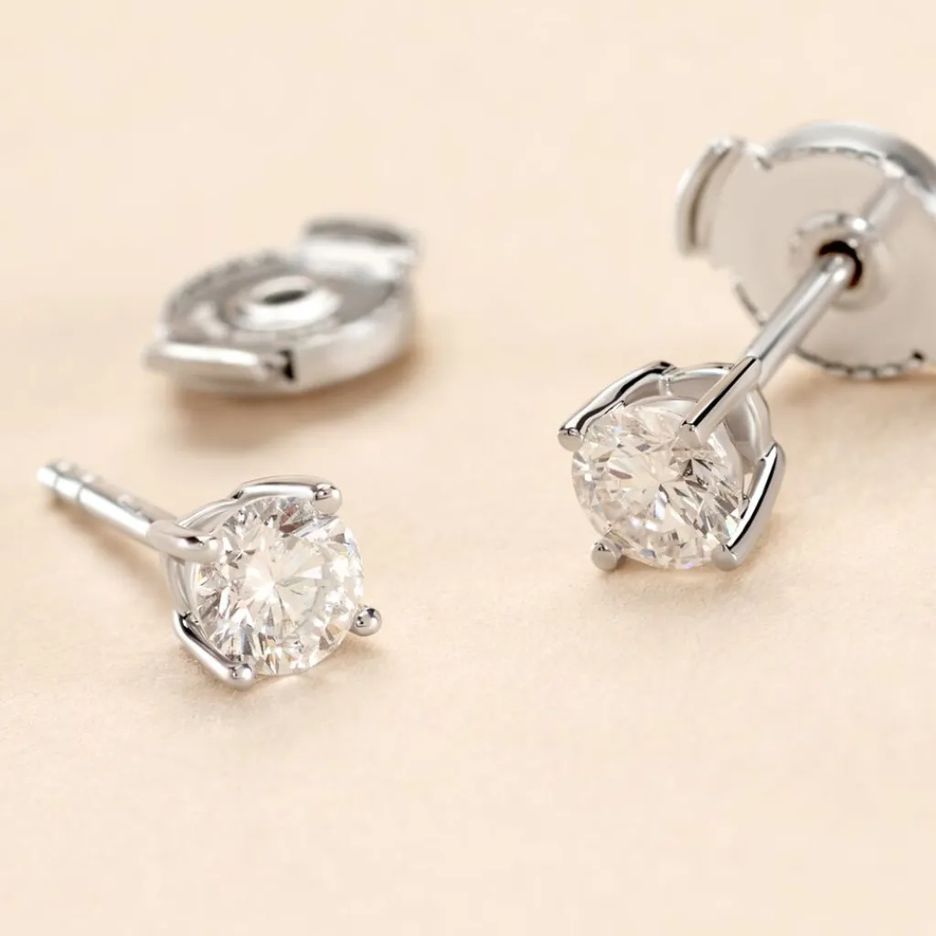 Histoire d'Or Boucles D'oreilles Puces Or Blanc Aphrodite Diamant or blanc diamant Sale