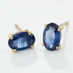 Histoire d'Or Boucles D'oreilles Puces Or Jaune Ovale Saphir Clearance