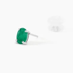 Histoire d'Or Boucles D'oreilles Puces Ovale or blanc emeraude Sale