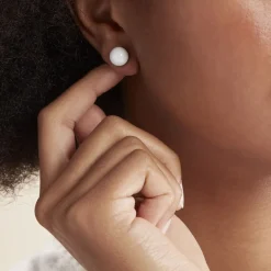 Histoire d'Or Boucles D'oreilles Puces Orbe Argent Blanc Céramique argent blanc céramique blanche Clearance