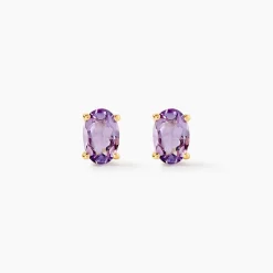 Histoire d'Or Boucles D'oreilles Puces Ovale Serti Griffe Or Jaune Amethyste or jaune amethyste violette Hot