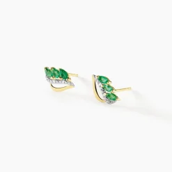 Histoire d'Or Boucles D'oreilles Puces Or Jaune  Sheelagh Emeraudes Diamants Sale