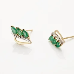 Histoire d'Or Boucles D'oreilles Puces Or Jaune  Sheelagh Emeraudes Diamants Sale