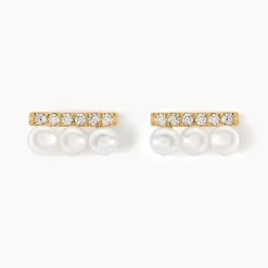 Histoire d'Or Boucles D'oreilles Puces Or Jaune Patxi Perles Oxydes Sale