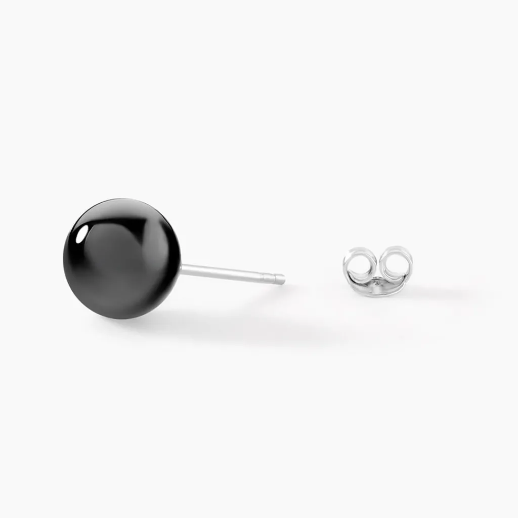 Histoire d'Or Boucles D'oreilles Puces Orbe Argent Blanc Céramique argent blanc céramique noire Outlet