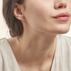 Histoire d'Or Boucles D'oreilles Puces Petale Et Diamant or bicolore rubis Sale