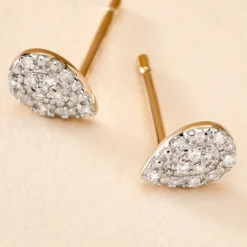 Histoire d'Or Boucles D'oreilles Puces Pear C Or Jaune Diamant Hot