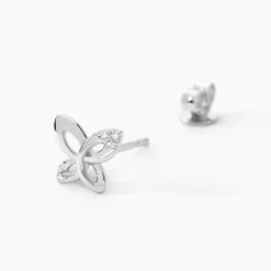 Histoire d'Or Boucles D'oreilles Puces Papillon Or Blanc Diamant Sale
