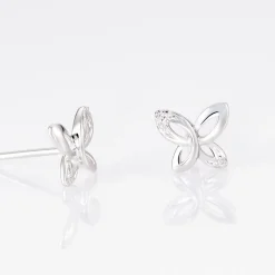 Histoire d'Or Boucles D'oreilles Puces Papillon Or Blanc Diamant Sale