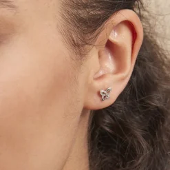 Histoire d'Or Boucles D'oreilles Puces Papillon Or Blanc Diamant Sale