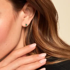 Histoire d'Or Boucles D'oreilles Puces Parry Or Jaune Emeraude Diamant Hot