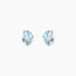 Histoire d'Or Boucles D'oreilles Puces Prudencia Or Blanc Topaze or blanc topaze bleue Online