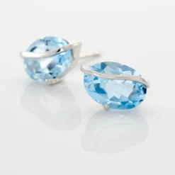 Histoire d'Or Boucles D'oreilles Puces Prudencia Or Blanc Topaze or blanc topaze bleue Online