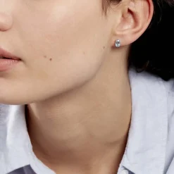 Histoire d'Or Boucles D'oreilles Puces Prudencia Or Blanc Topaze or blanc topaze bleue Online