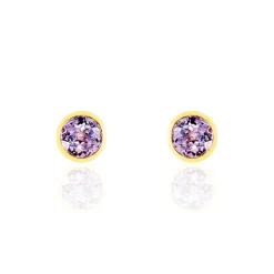 Histoire d'Or Boucles D'oreilles Puces Parmeclos Or Jaune Amethyste Best