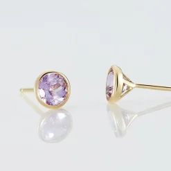 Histoire d'Or Boucles D'oreilles Puces Parmeclos Or Jaune Amethyste Best