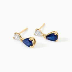 Histoire d'Or Boucles D'Oreilles Puces Porfirio Or Jaune Saphir Diamant Hot