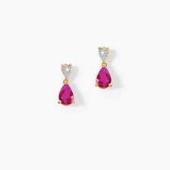 Histoire d'Or Boucles D'Oreilles Puces Porfirio Or Jaune Rubis Diamant