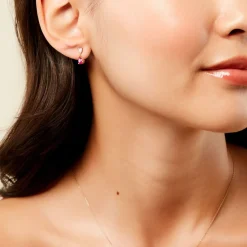 Histoire d'Or Boucles D'Oreilles Puces Porfirio Or Jaune Rubis Diamant