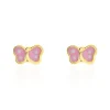 Histoire d'Or Boucles D'oreilles Puces Papillon Rose Or Jaune Outlet