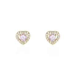 Histoire d'Or Boucles D'oreilles Puces Plaqué Or Jaune Alais Oxyde De Zirconium plaqué or jaune oxyde rose Outlet