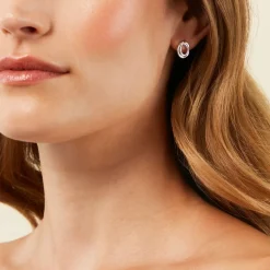 Histoire d'Or Boucles D'Oreilles Puces Paros Argent Blanc Clearance