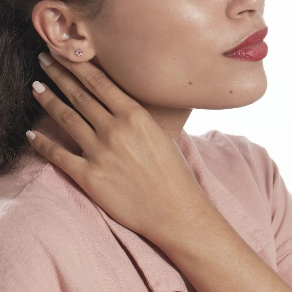 Histoire d'Or Boucles D'oreilles Puces Pavel Argent Rose Oxyde De Zirconium argent rose oxyde rose