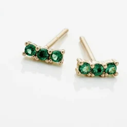 Histoire d'Or Boucles D'oreilles Puces Plaqué Or Jaune Alodia Spnielles plaqué or jaune spinelle vert Outlet