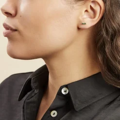 Histoire d'Or Boucles D'oreilles Puces Plaqué Or Jaune Alodia Spnielles plaqué or jaune spinelle vert Outlet