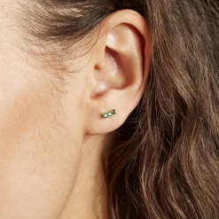 Histoire d'Or Boucles D'oreilles Puces Plaqué Or Jaune Alodia Spnielles plaqué or jaune spinelle vert Outlet