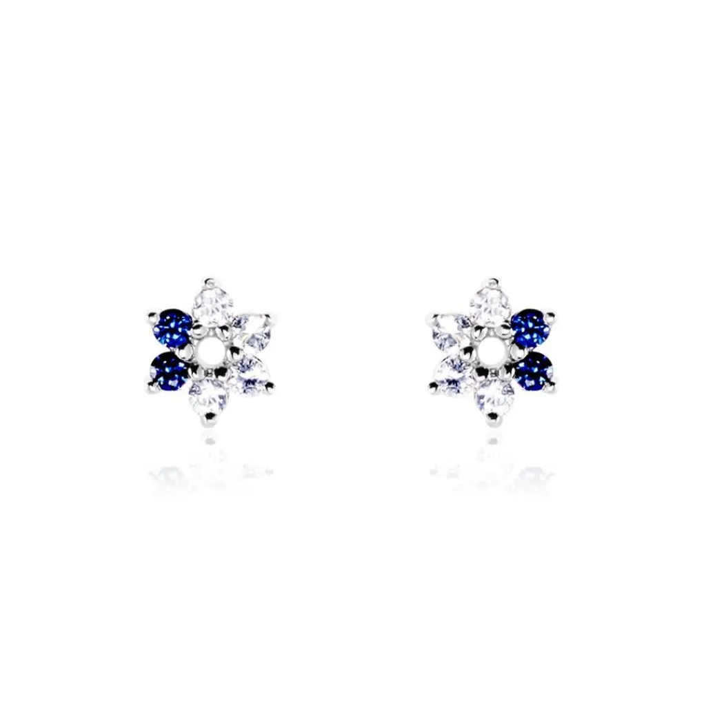 Histoire d'Or Boucles D'oreilles Puces Pavel Argent Blanc Oxyde De Zirconium argent blanc oxyde bleu Outlet