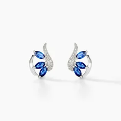Histoire d'Or Boucles D'oreilles Puces Petale Et Diamant or blanc saphir Hot