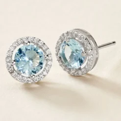 Histoire d'Or Boucles D'oreilles Puces Rio Argent Blanc Oxyde argent blanc oxyde azur Sale