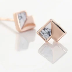 Histoire d'Or Boucles D'oreilles Puces Rossana Argent Rose Pierre De Synthese New