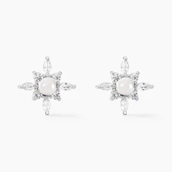Histoire d'Or Boucles D'oreilles Puces Rhoda Argent Blanc Perle De Culture Oxyde