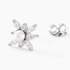 Histoire d'Or Boucles D'oreilles Puces Rhoda Argent Blanc Perle De Culture Oxyde