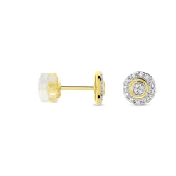 Histoire d'Or Boucles D'oreilles Puces Rosangela Or Bicolore Diamant Blanc