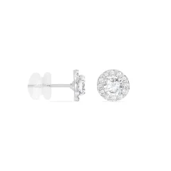 Histoire d'Or Boucles D'oreilles Puces Rosalie Or Blanc Oxyde De Zirconium