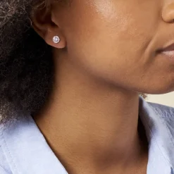 Histoire d'Or Boucles D'oreilles Puces Rosalie Or Blanc Oxyde De Zirconium