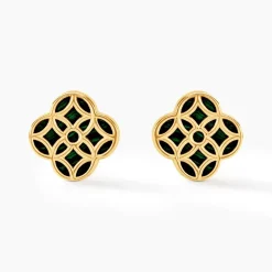 Histoire d'Or Boucles D'oreilles Puces Rosalite Or Jaune Malachite or jaune malachite vert