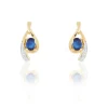 Histoire d'Or Boucles D'oreilles Puces Sagesse Or Jaune Saphir Et Diamant