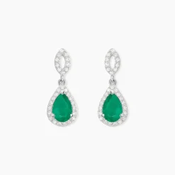 Histoire d'Or Boucles D'oreilles Puces Sissi Or Blanc Diamant Et Emeraude or blanc emeraude Clearance