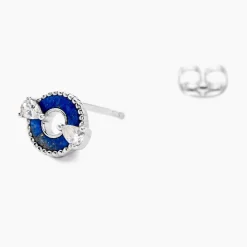 Histoire d'Or Boucles D'oreilles Puces Serafine Argent Lapis Lazuli Oxyde
