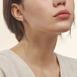 Histoire d'Or Boucles D'oreilles Puces Sculptural Or Blanc Diamant Best