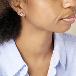 Histoire d'Or Boucles D'oreilles Puces Shainy Argent Blanc Discount